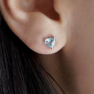 S925 Sterling Silver Natural Gemstone Stud Earrings